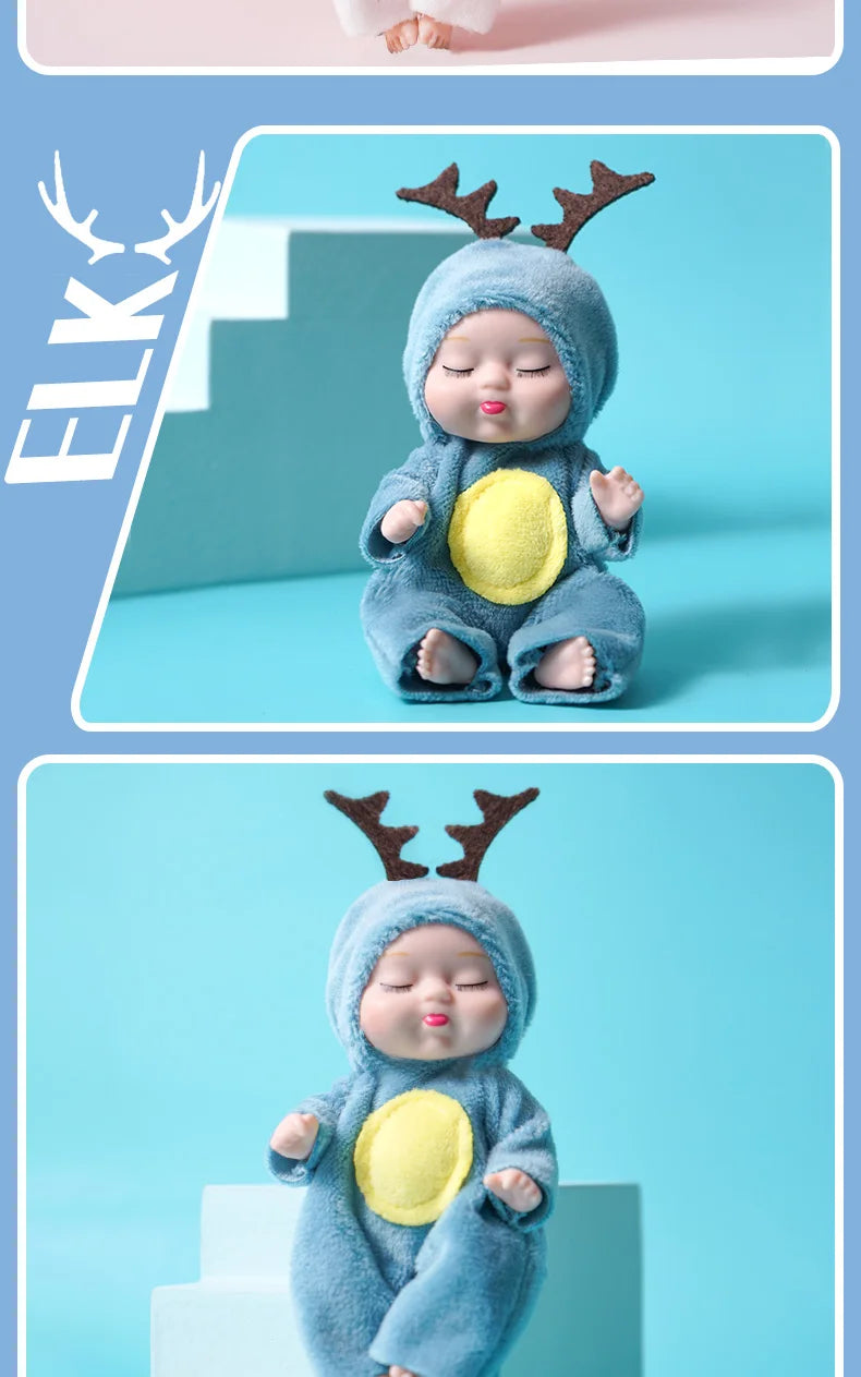 1pcs 13cm Sleep Baby Doll New Fashion Simulation Rebirth Dolls Mini Cute Doll Cartoon Animal Kids Toy for Children Birthday Gift