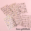 Abstract Geometry Stickers For Nail 3D Laser Gold Black Leaves Heart Line Adhesive Sliders Decor Holographic Decal