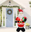 1.2M Christmas Decoration Crutch Santa Claus Inflatable Toy with LED Lights Outdoor Inflatable Model Ornament Party Garden Decor