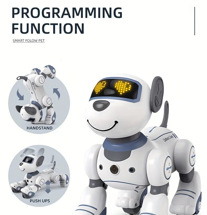 Intelligent Stunt Remote Control Robot Dog Toy, Programmable Robotic Puppy,Smart Interactive,Singing Dancing Following, Kid Gift