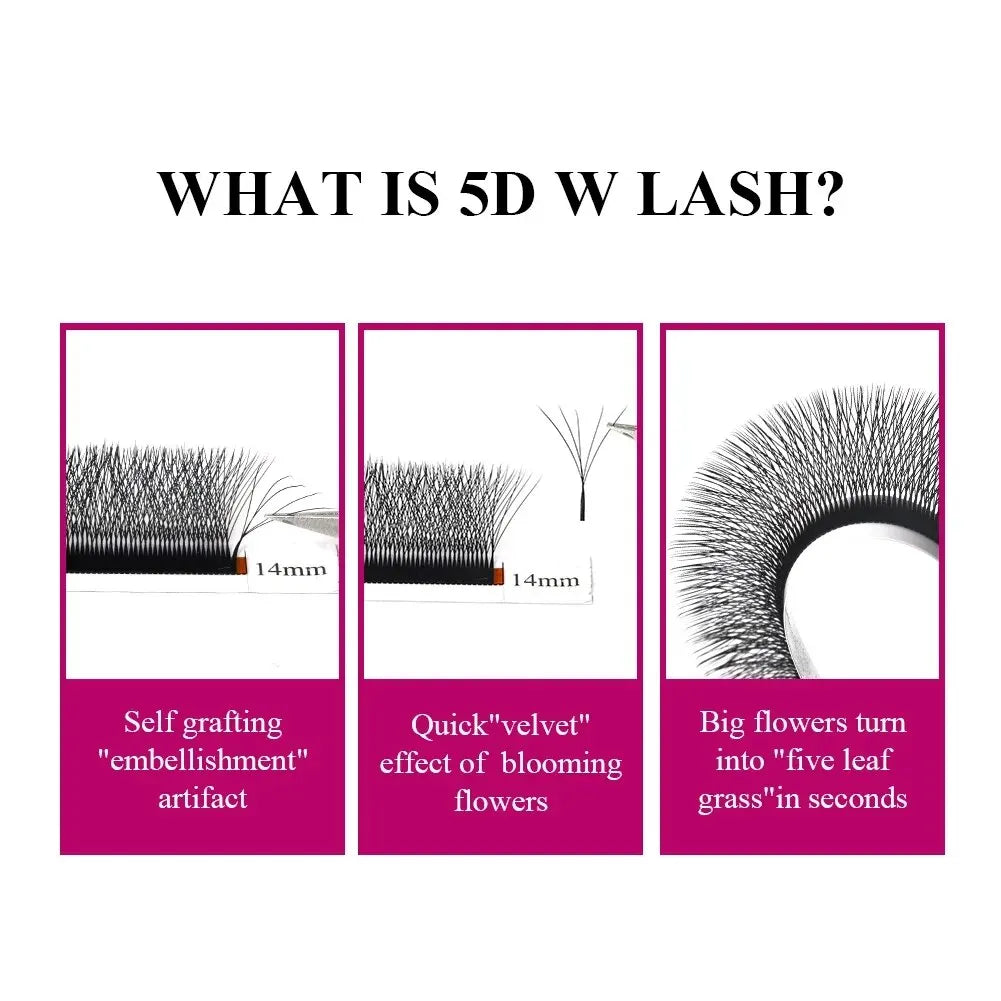 Fadvan 5D W Shaped Eyelash Extensions 0.07 D Natural Faux Mink Lashes Soft Professional Premade Volume Fan Eyelashes