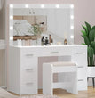 Vanity Desk With Stool Makeup Vanity Table Set 3 Color Lighting Modes Brightness Adjustable Dressers for Bedroom Furniture Girls