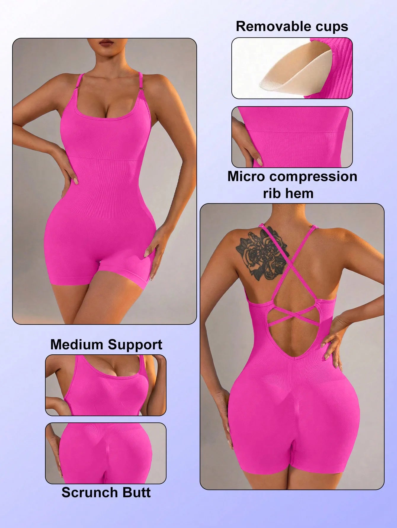 Summer 9 Color Solid Women Jumpsuit Skinny Short Bodycon High Elasticity Nylon Bodysuit Yoga Sports Workout Gym One Piece