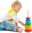 Montessori Rotating Rainbow Tower Baby Stacking Puzzle Toys Safety and Environmental Protection Colored Children's Toys Boy Girl