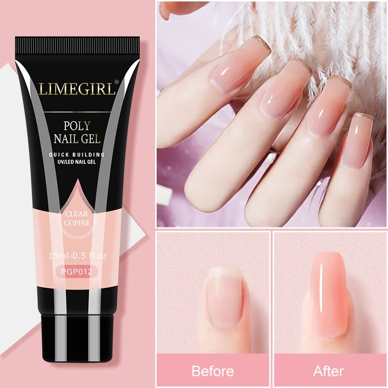 15ml Nail Gel Kit For Quick Extension Nail Art Polymer Gel Nail Tools Finger Extension Acrylic Solution Gel Polish Nail Art Kit