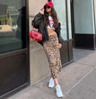 Women Tulle Leopard Print Top with Bandeau Off-the-shoulder Straight-cut Neckline Summer Casual Girls for Summer Blouse