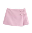 2024 Pink White Mini Skirt Woman Fashion Bow Skort For Women Summer Slit Short Skirt Woman Split High Waist Skirt Shorts