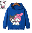 Spring Autumn Kawaii Kuromi Hoodies 2-13 Years Children Cartoon Anime Graphic Kids Boys Long Sleeve Harajuku Sweatshirt