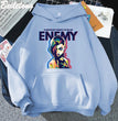 Jinx Arcane Hoodie ENEMY Cool Graphic Print Sweatshirt Women Tracksuit Sudaderas Aesthetic Clothes Streetwear Manga Casual Male