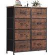 Fabric Dresser with 8 Drawers, Chest of Drawers with Fabric Bins, Tall Dresser with Wood Top for Bedroom, Closet, Entryway