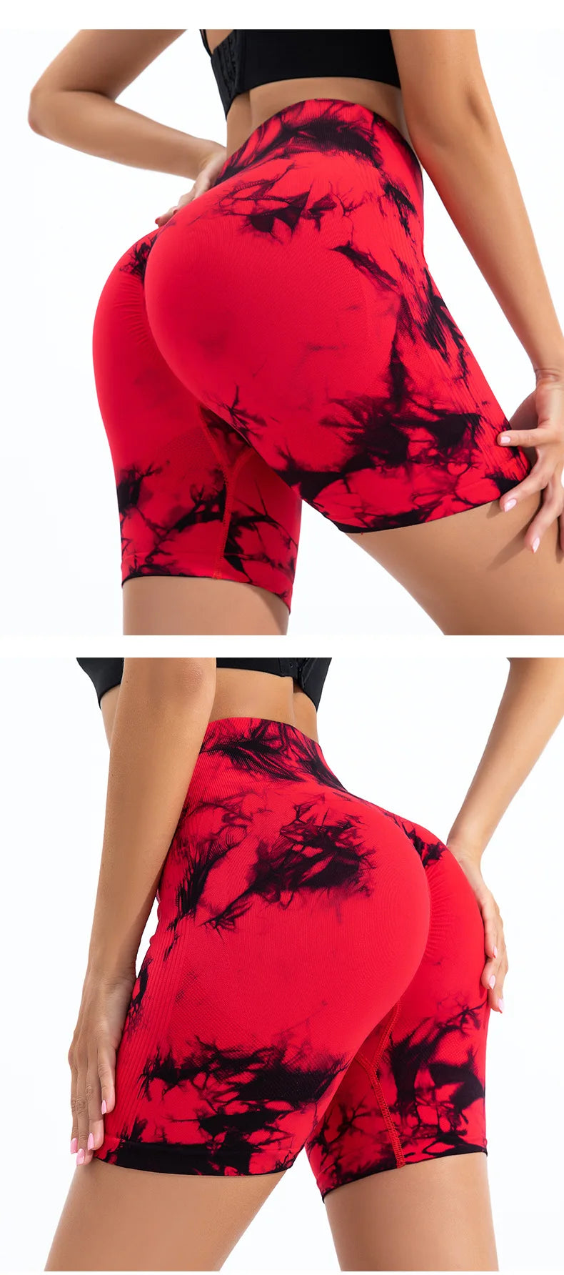 Summer Women High Waist Butt Lift Shorts Legging Seamless Leggings Fashion Tie Dye Shorts Gym Workout Running Pants