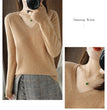 New Cashmere Women's V-neck Pullover Lace Neck Hollow Out Design Casual Knitted Long Sleeve Women's Sweater Autumn And Winter