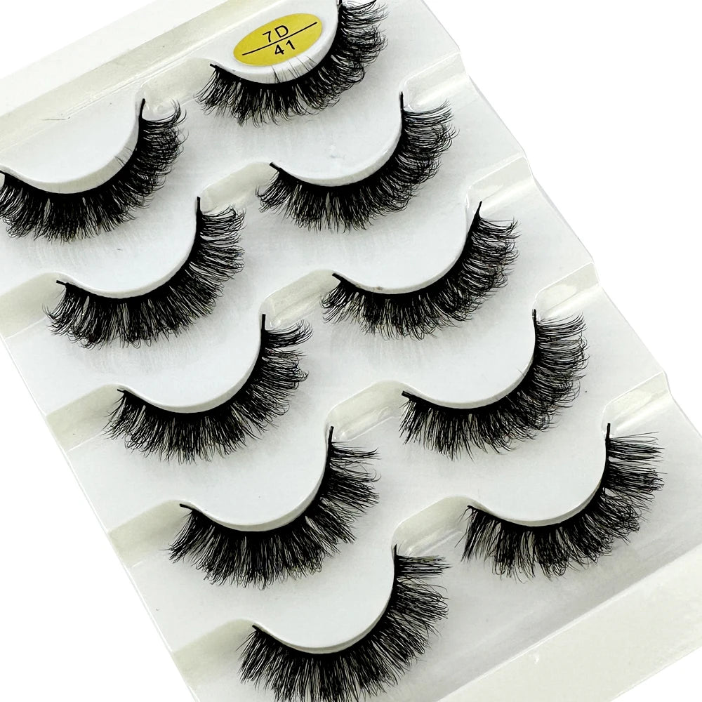 5pairs Classic Hybrid Volume Lashes New Arrival Wispy D Curl Short Russian Strip Lashes Makeup False Eyelashes