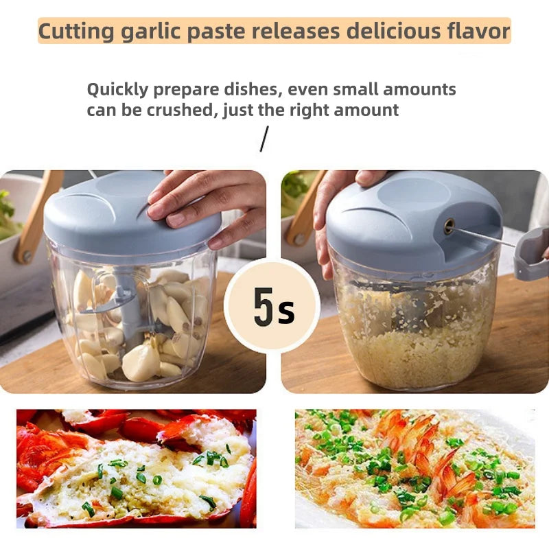 500ML Manual Meat Mincer Garlic Chopper Rotate Garlic Press Crusher Vegetable Onion Cutter Kitchen Cooking Accessories