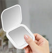 2X magnifying Compact Small Mini Gift Vanity Table Folding Led Lights Portable Hand Held Pocket Makeup Mirror