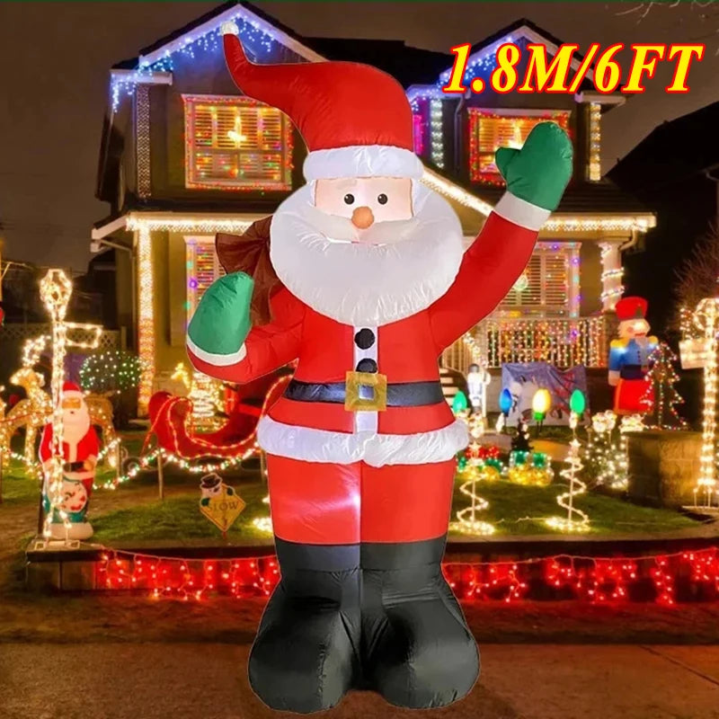 Backpack Santa Claus Christmas Decoration Inflatable Toys With LED Light 1.8M Inflatable Model Holiday Gift Indoor Outdoor Decor