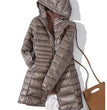 0-10℃ Winter Jackets Women White Duck Down Long Coat Female Hooded Quilted Parkas Ultra Light Portable Down Coats for Women