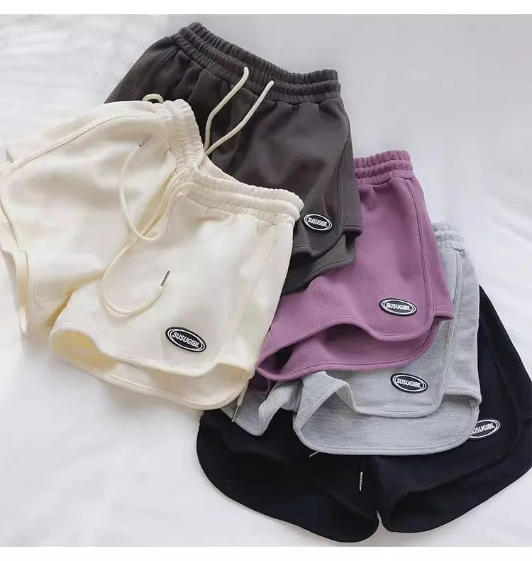 ITOOLIN Women Casual Drawstring Sports Shorts Summer Thin High Waist Yoga A-line Shorts Loose Women Running Straight Trousers