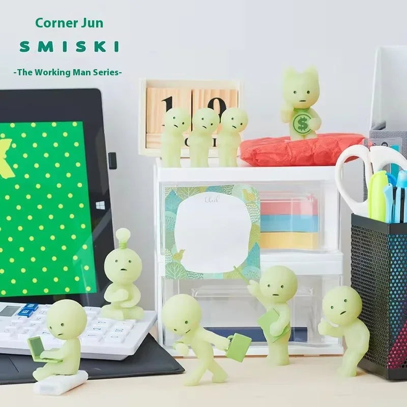 Smiski Multiple Series Noctilucent Green Doll Blind Box Cartoon Action Figures Desktop Delicate Model Toy Ornament Surprise Gift