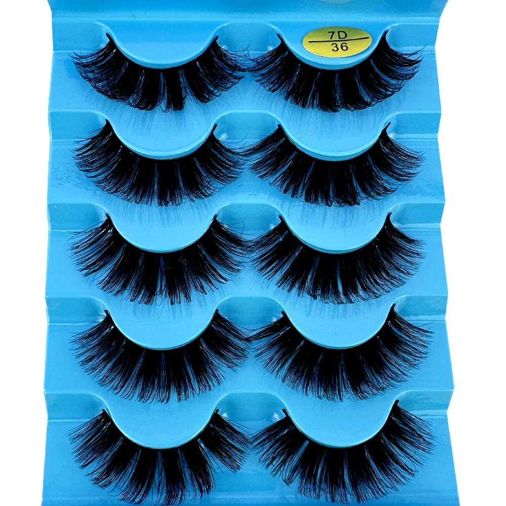 5pairs Classic Hybrid Volume Lashes New Arrival Wispy D Curl Short Russian Strip Lashes Makeup False Eyelashes