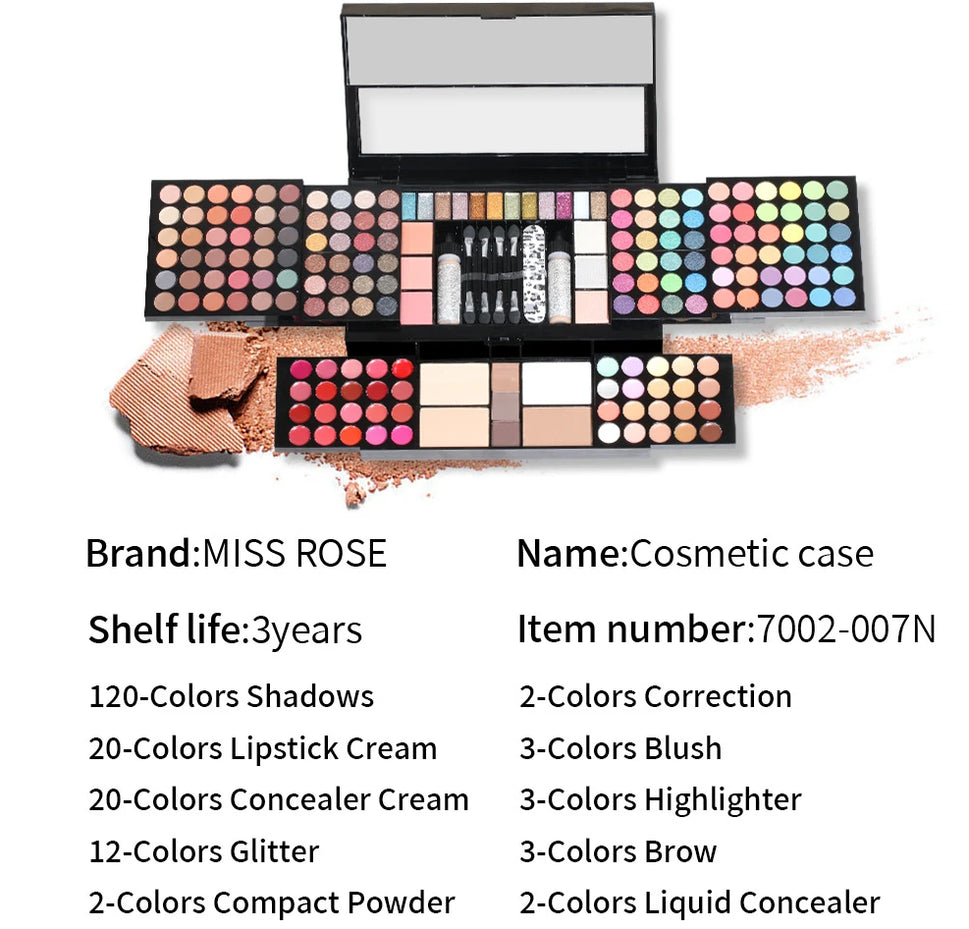 MISS ROSE Make-up Kit ALL IN ONE Full Facial Makeup Set Eye Shadow Lip Gloss Eyeliner Makeup Brushe Cosmetics Bag Makeup Product