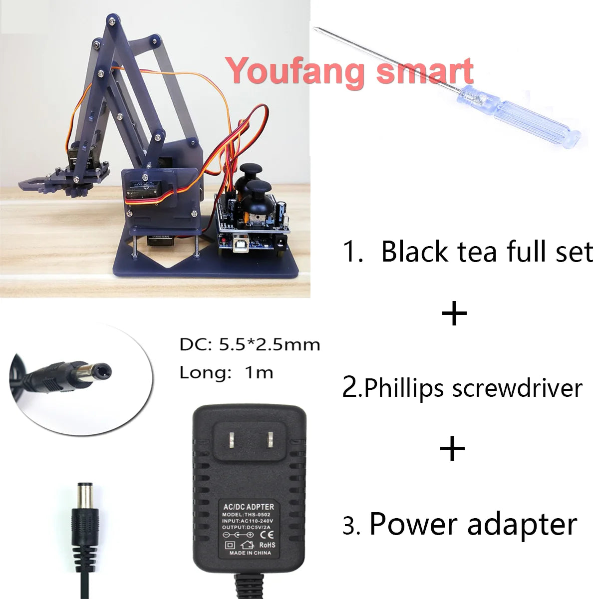 SG90 4 DOF Unassembly Acrylic Mechanical Arm Bracket Robotic Manipulator Claw For Arduino UNO Learning DIY Kit Programmable Toys