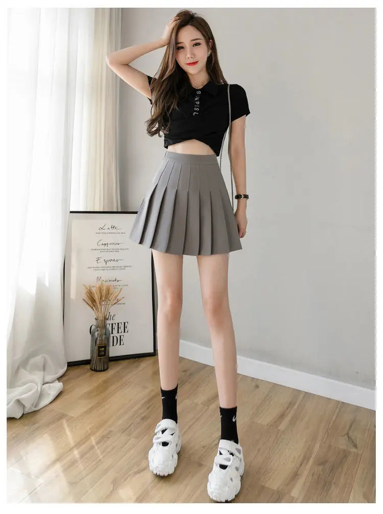 2024 White Women Pleated Skirts Summer High Waist Zipper Girls Dancing JK Mini Skirts Black Fashion Student A Line Faldas