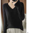 New Cashmere Women's V-neck Pullover Lace Neck Hollow Out Design Casual Knitted Long Sleeve Women's Sweater Autumn And Winter