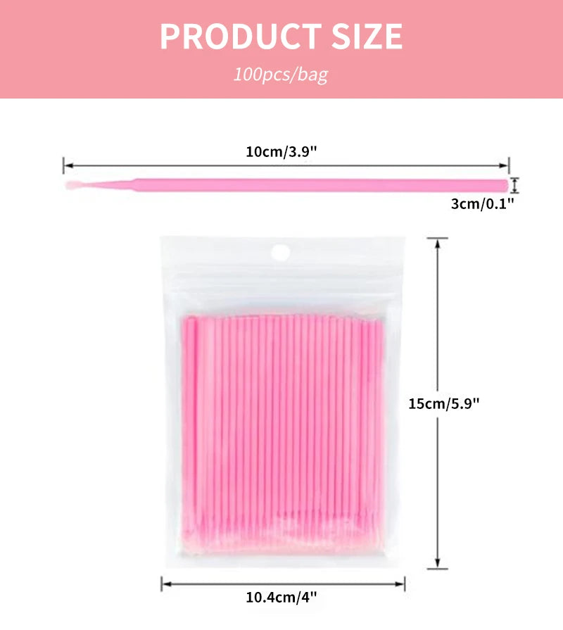 CNKESS Disposable cotton swab 100 bendable eyelash extension for easy hygiene and micro-brush False eyelash tool accessories