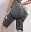 Women Butt Lifting Yoga Shorts Elastic Workout High Waist Tummy Control Ruched Booty Pants Seamless Gym Compression Tights