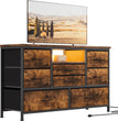 8 Dresser TV Stand with Power Outlet & LED for 55'' TV, Long Dresser for Bedroom with 8 Deep Drawers, Wide Console Table