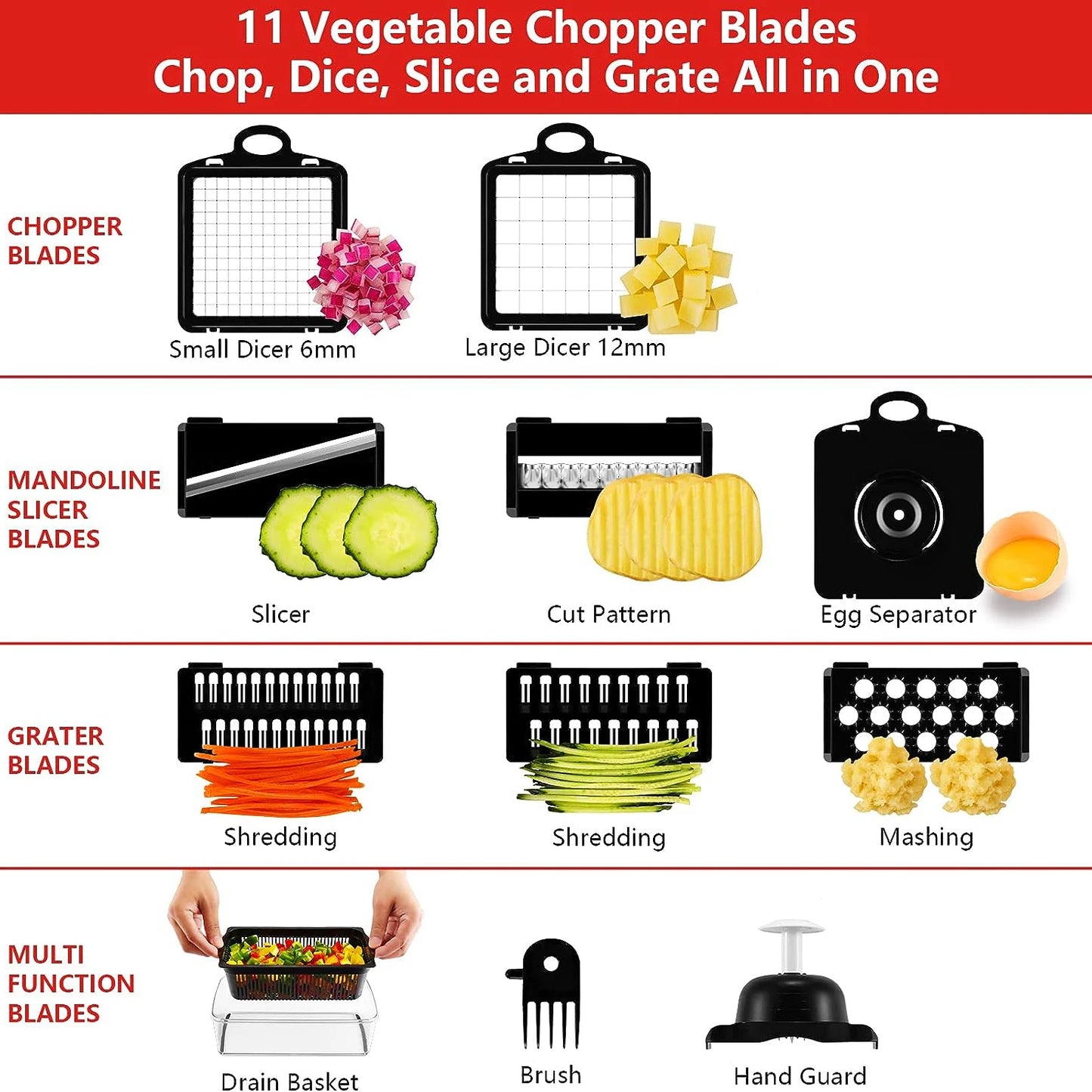 12 in 1 Multifunctional Vegetable Cutter Food Chopper Potato Slicer Carrot Grater Onion Shredder Salad Cutter Kitchen Gadgets