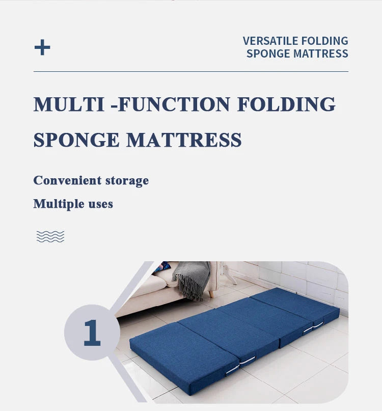 Memory Foam Folding Mattress Simple Mat Tatami Yoga Pad Foldable Sponge Mattresses for Office Lunch Break Single Bed Furniture