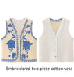 KEYANKETIAN Women Vintage Floral Embroidered Open WaistCoat Ladies National Style Vest Jacket Outfits Casual Vacation Crop Top