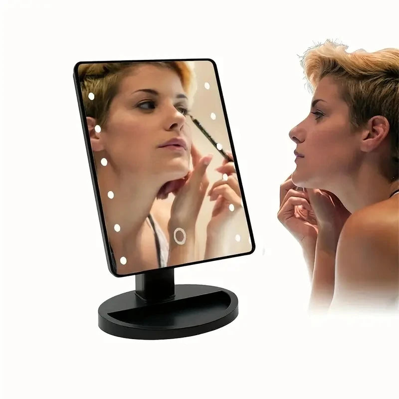 Lighted Makeup Mirror, Square 4*AA Battery - use Beauty Mirror ,Touch Screen VanityMirror,Brightnes