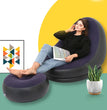 Inflatable Lazy Sofa Chair PVC Flocking Foldable Sofa With Slip-on Lunch Lounge Chair Set