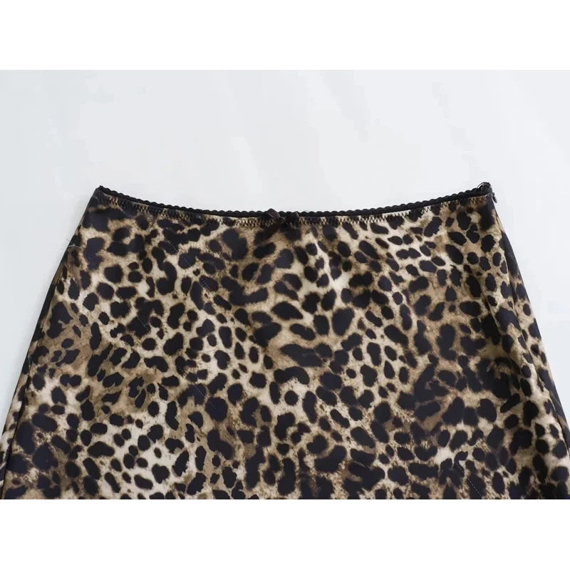 ASDS women's skirts leopard midi skirt woman vintage high waist skirts for women print summer long skirt stylish elegant skirts