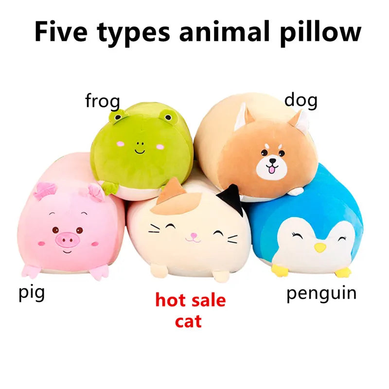 Hot Sale Soft Animal Pillow 28/60cm Cute Cat Pig Dog Frog Plush Toy Stuffed Lovely Kids Birthyday Gift