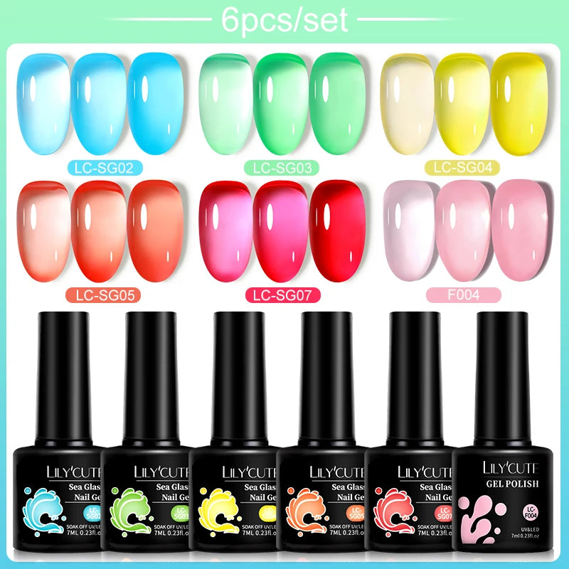 LILYCUTE 6Pcs/Set Gel Nail Polish Popular Colors In Autumn Semi Permanent Soak Off UV LED Nail Art Gels Nail Gel Polish