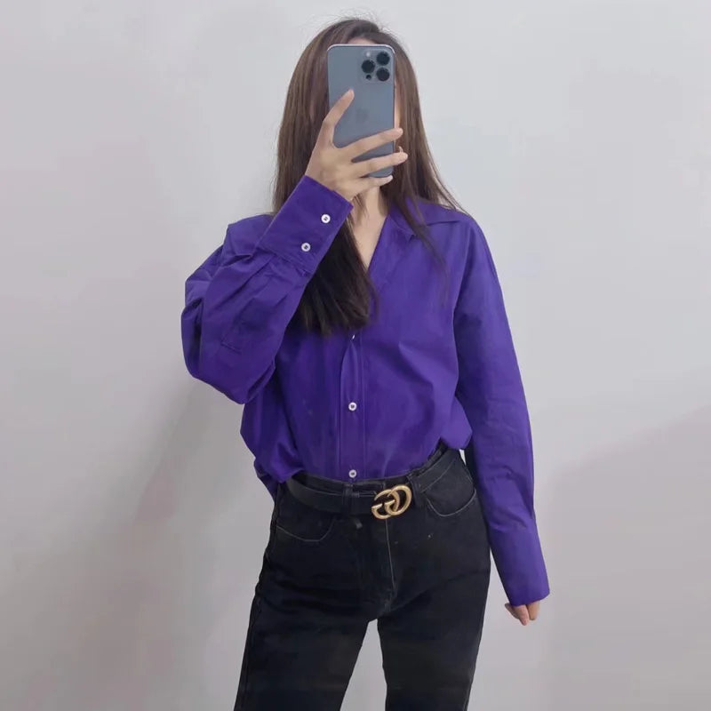 TRAF Women Shirt Multicolour Button Up Shirt Women Summer Long Sleeve Top Female Streetwear Oversize Shirts And Blouses