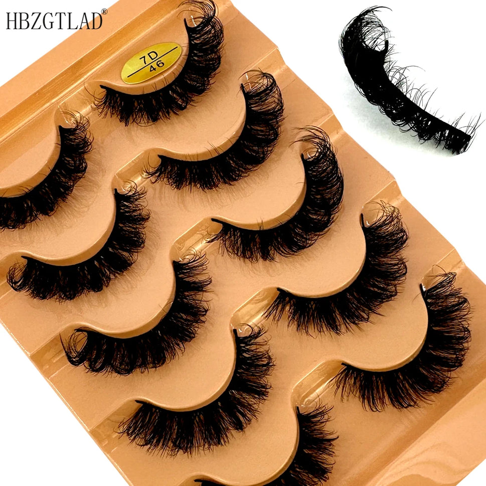 5pairs Classic Hybrid Volume Lashes New Arrival Wispy D Curl Short Russian Strip Lashes Makeup False Eyelashes