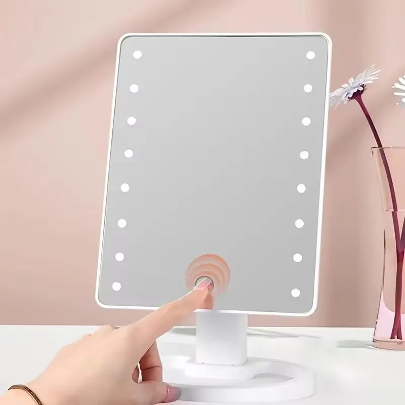 Lighted Makeup Mirror, Square 4*AA Battery - use Beauty Mirror ,Touch Screen VanityMirror,Brightnes