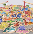 Montessori Wooden Fishing Toys For Children Magnetic Marine Life Cognition Fish Games Parent-Child Interactive Educational Toy