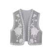 KEYANKETIAN Women Vintage Floral Embroidered Open WaistCoat Ladies National Style Vest Jacket Outfits Casual Vacation Crop Top