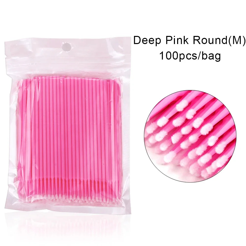 100PCS/Bag Eyelash Brushes Disposable Cotton Swab Micro Individual Eyelashes Microbrush Lash Removing Lash Extension Accessories