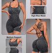 Summer 9 Color Solid Women Jumpsuit Skinny Short Bodycon High Elasticity Nylon Bodysuit Yoga Sports Workout Gym One Piece