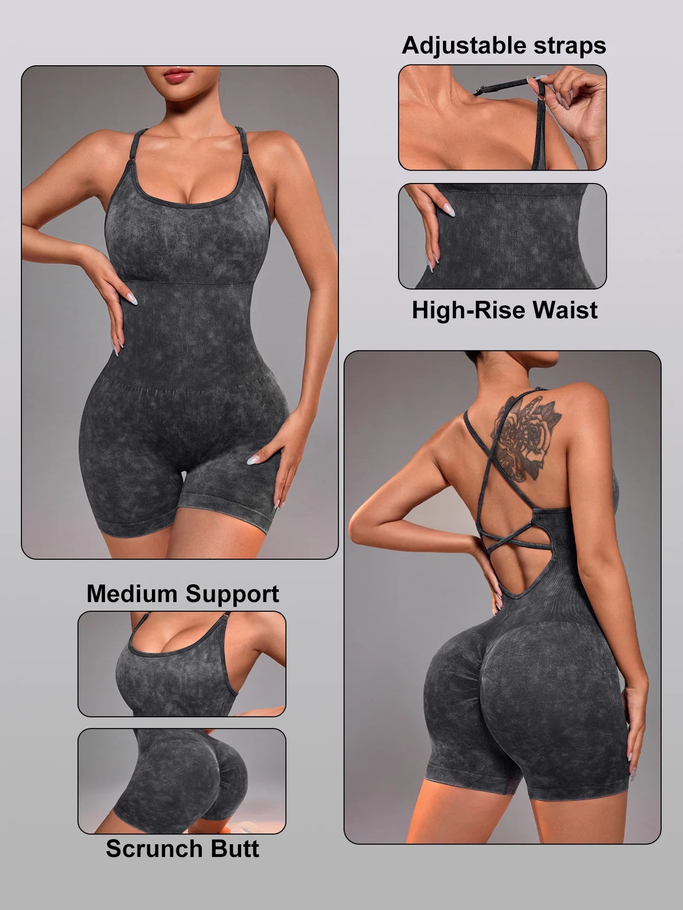 Summer 9 Color Solid Women Jumpsuit Skinny Short Bodycon High Elasticity Nylon Bodysuit Yoga Sports Workout Gym One Piece