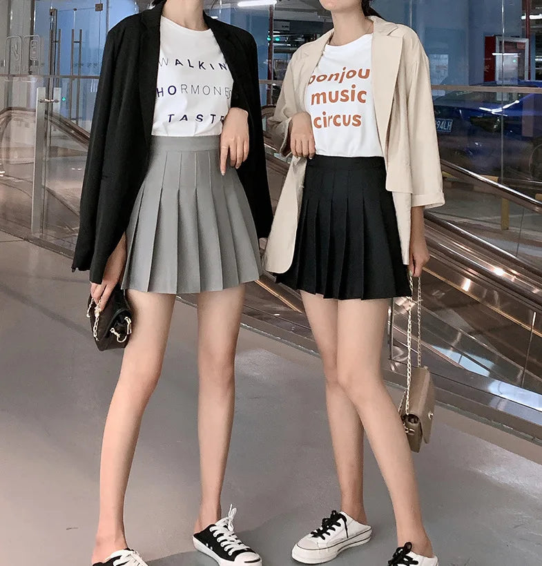 2024 White Women Pleated Skirts Summer High Waist Zipper Girls Dancing JK Mini Skirts Black Fashion Student A Line Faldas