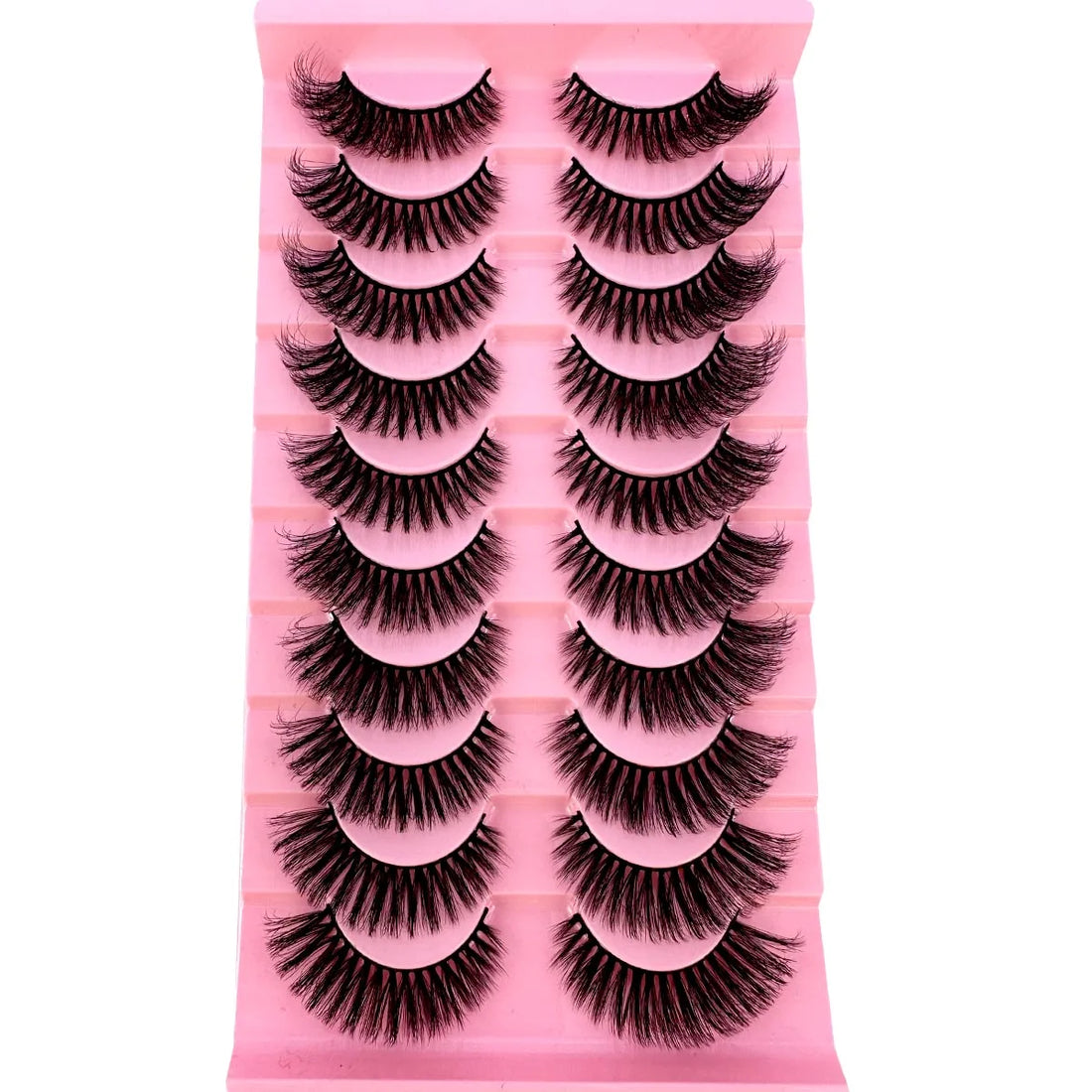 NEW 10 Pairs Cat Eye Lashes Fluffy Faux Mink Lashes 8D Wispy Lashes Pack Dramatic Long Thick Volume Eyelashes False Eyelas