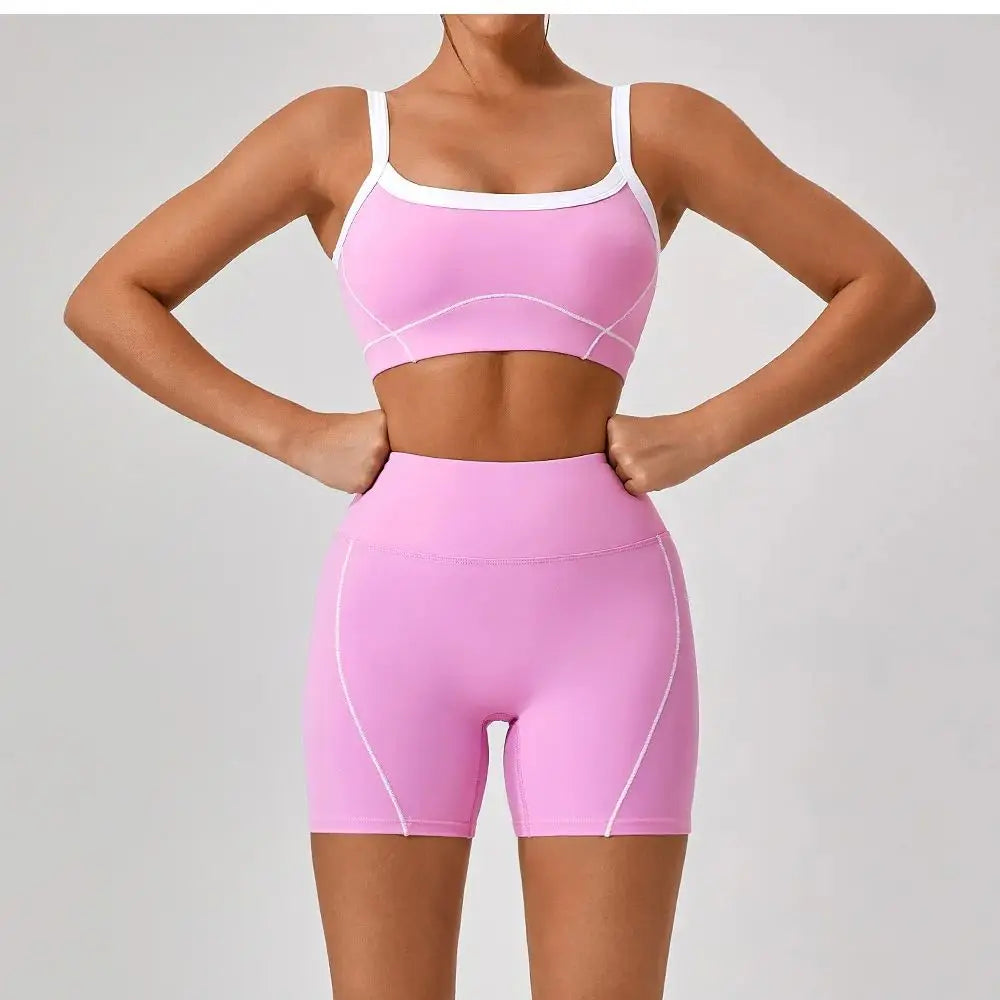 Women's 2024 New INS Network Red Same  Hip Lift Body-Tight Sports  Fitness One-Piece Yoga 2 Pieces Set